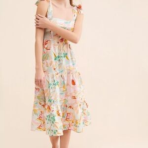 Anthropologie Pastel Floral Midi Dress